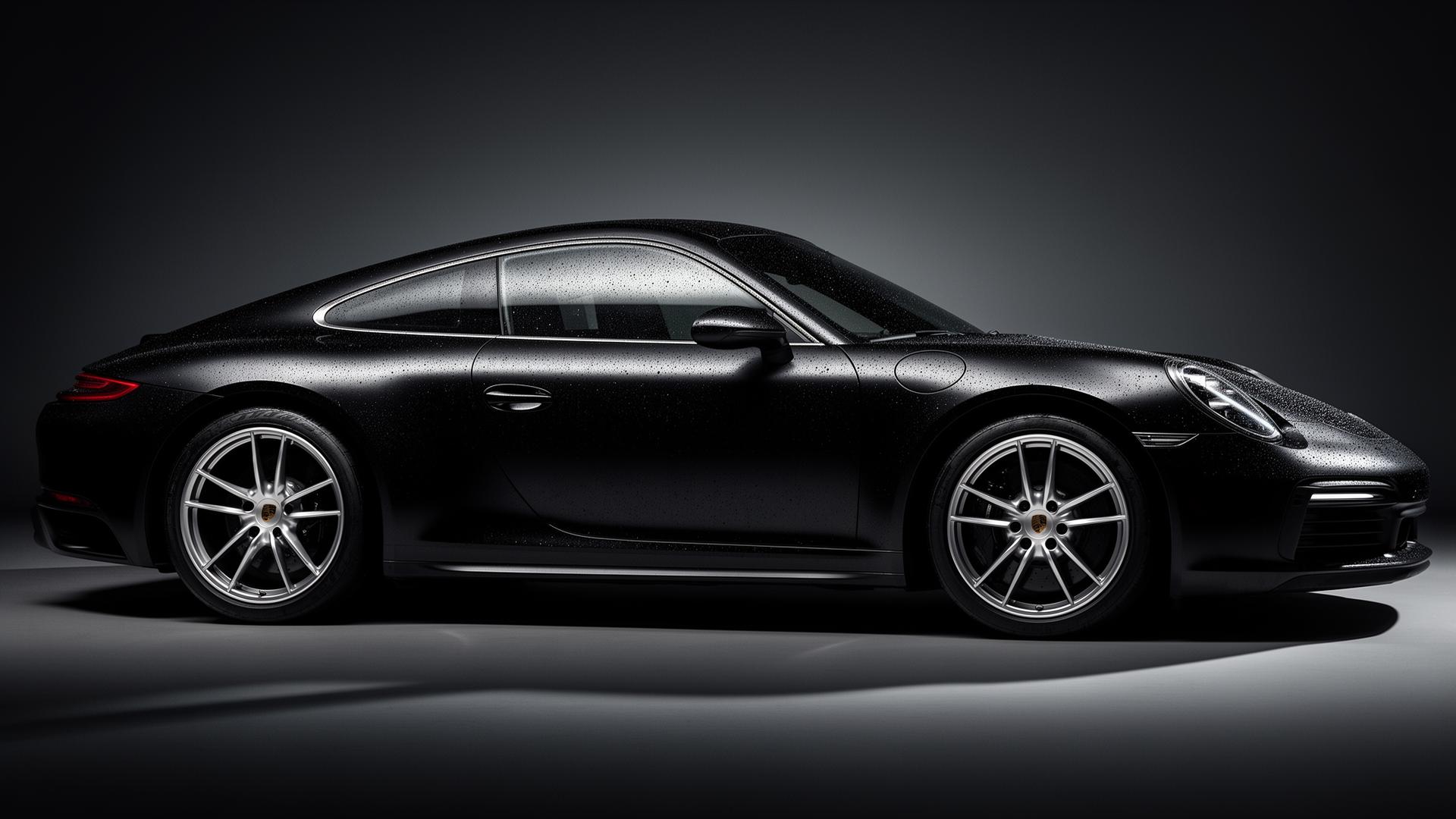 Black sports car detailed