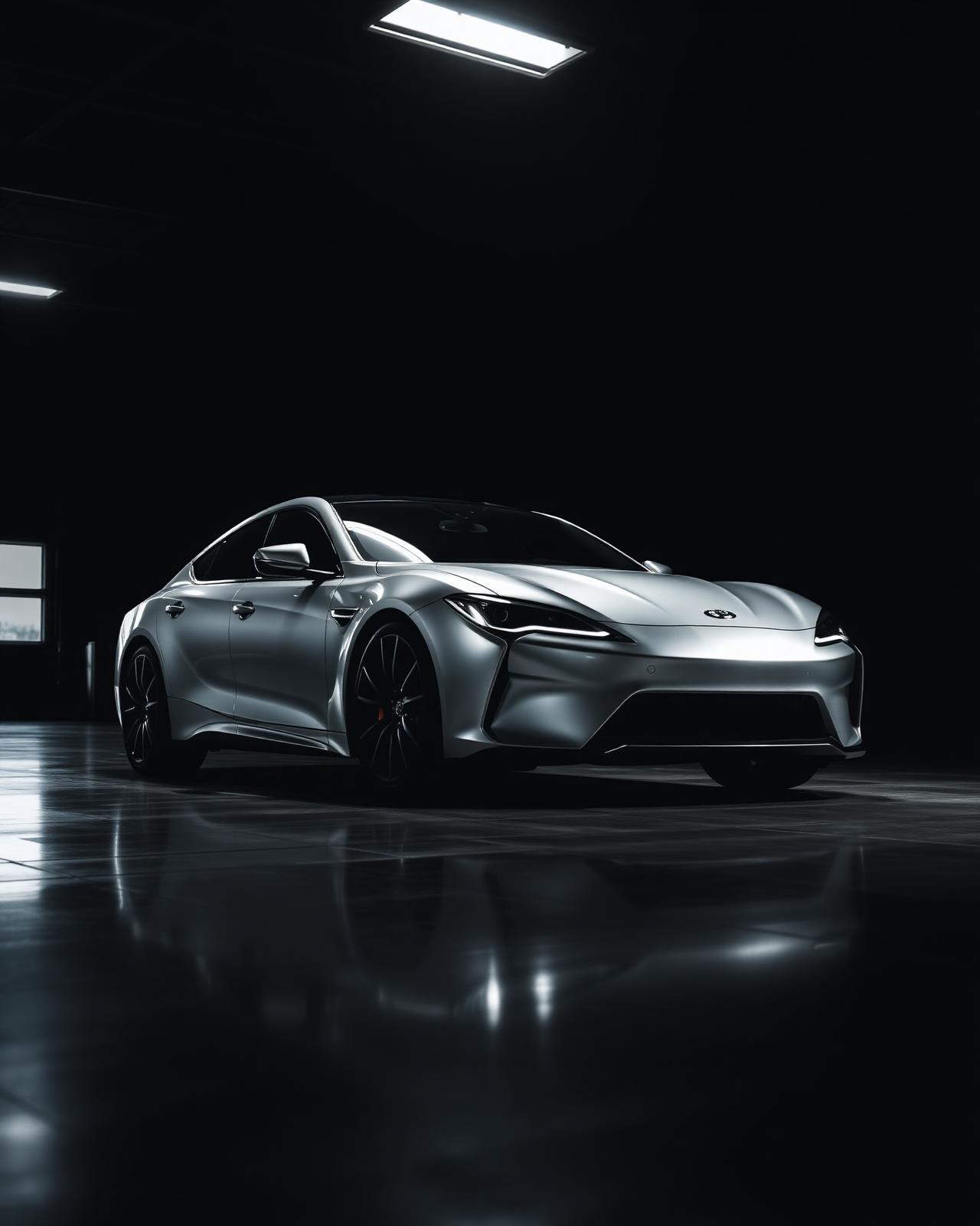 Silver sedan studio shot